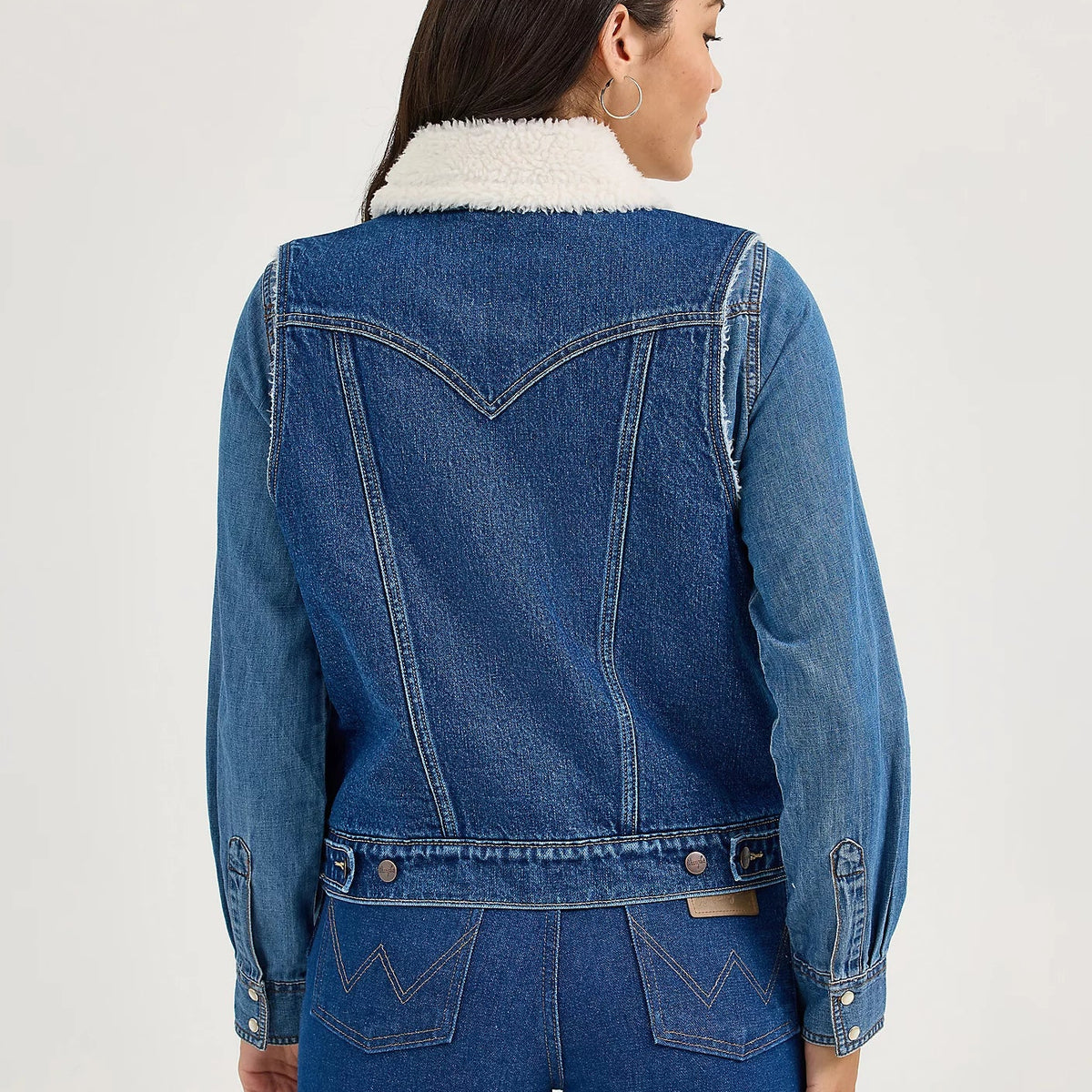 Wrangler Women's Sherpa Lined Denim Vest in Mid