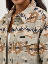 Wrangler Women's Quilt Lined Jacquard Shacket in Pale Green