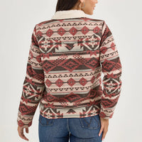 Wrangler Women's Sherpa Lined Jacquard Barn Jacket in Burgundy
