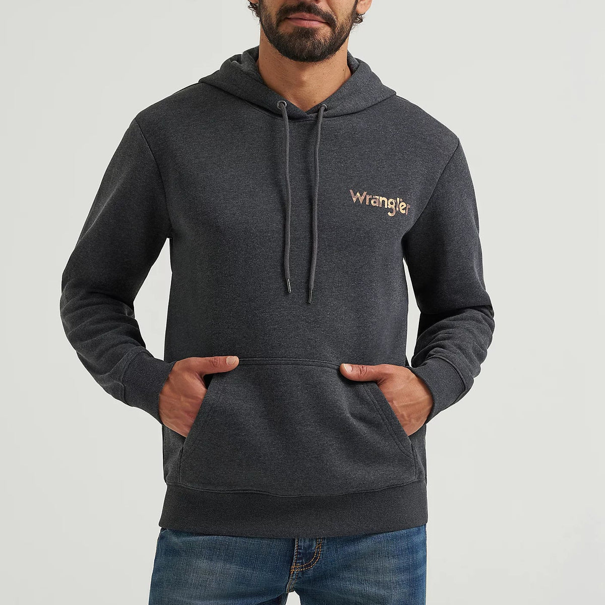 Wrangler Men's Cowboy Graphic Pullover Hoodie in Dark Cowboy