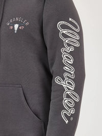 Wrangler Men's Long Live Cowboys Pullover Hoodie in Worn Grey
