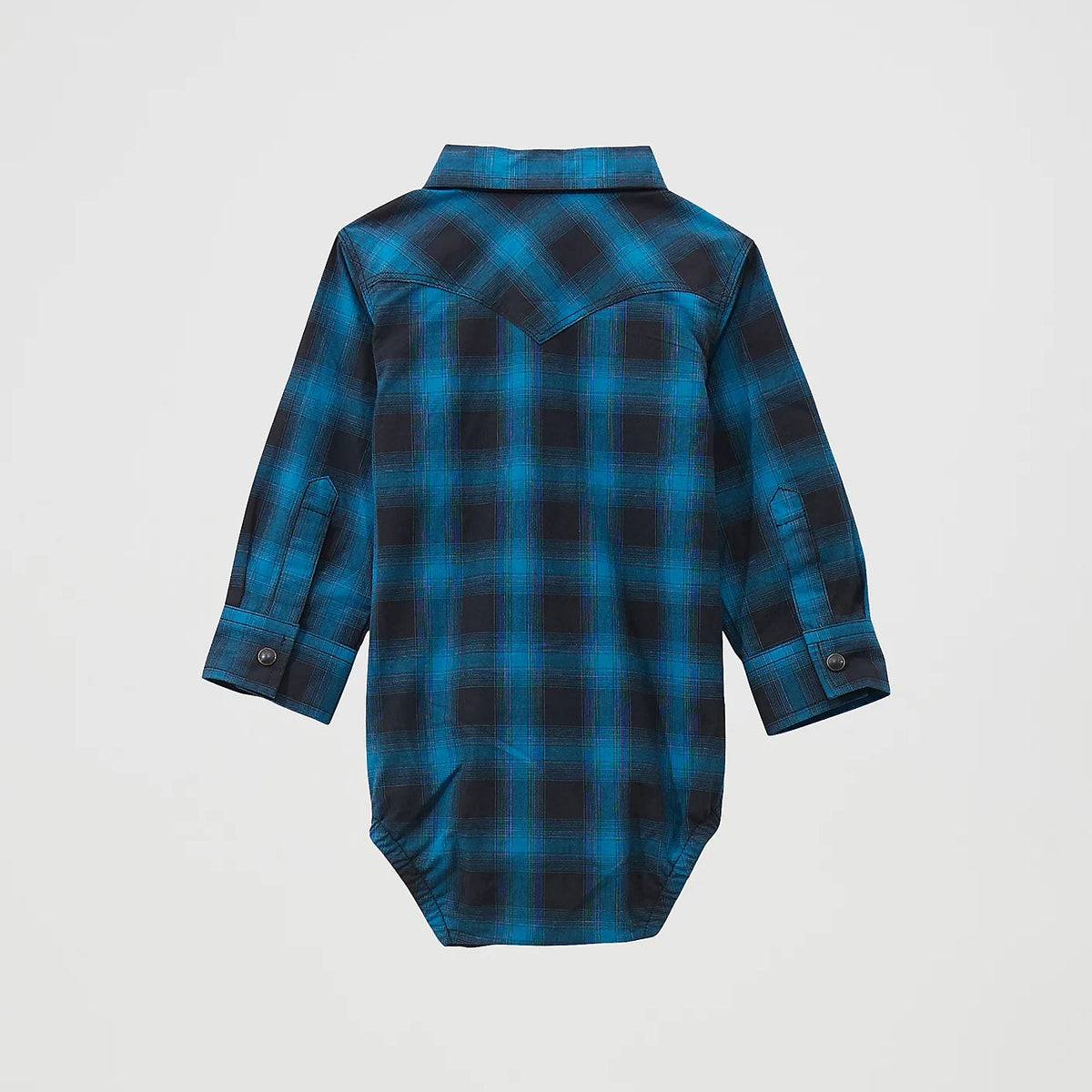 Wrangler Baby Boy's L/S  Western Snap Body Suit in Blue Plaid