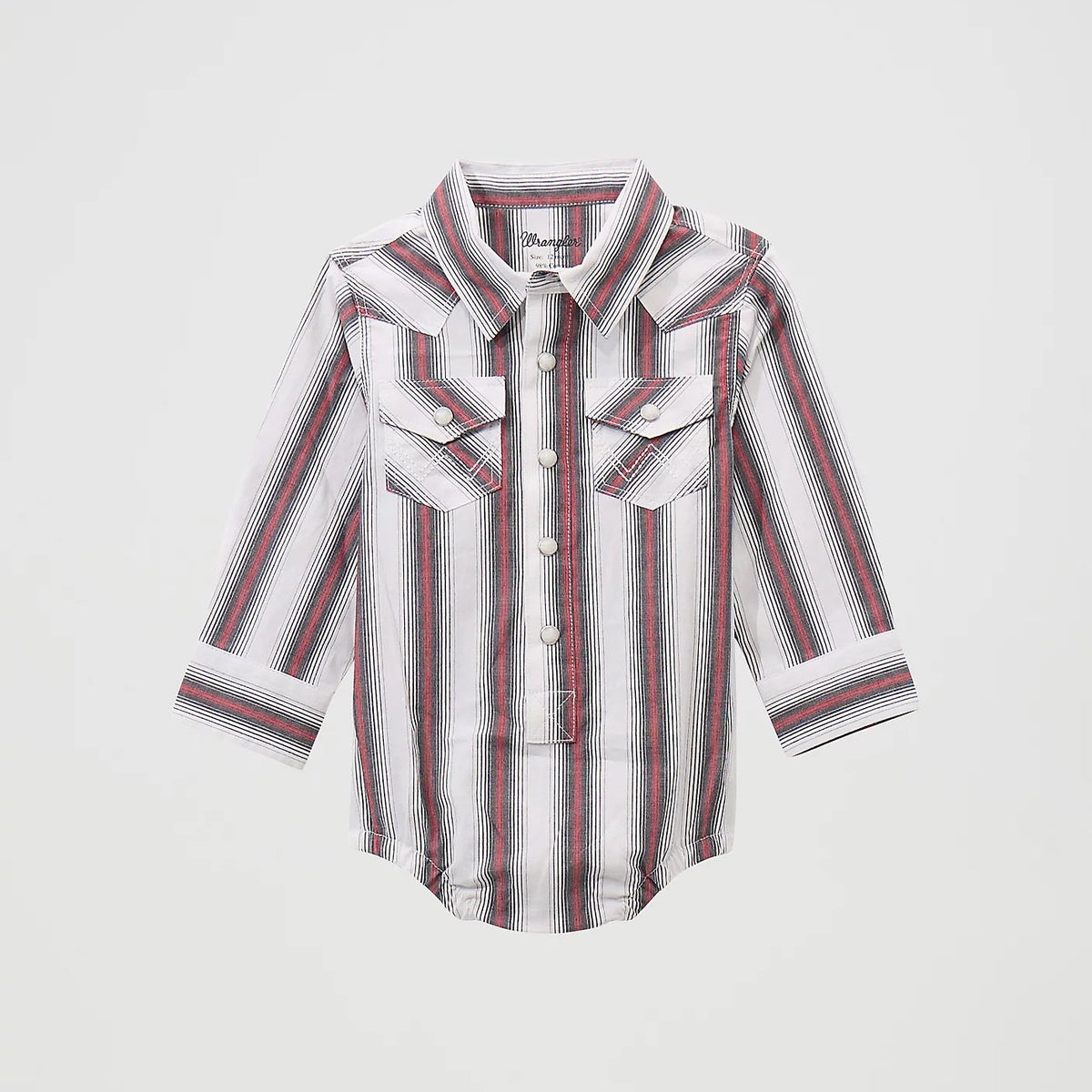 Wrangler Baby Boy's L/S  Western Snap Body Suit in Brushpopper Red Stripe