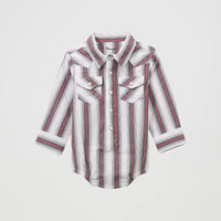 Wrangler Baby Boy's L/S  Western Snap Body Suit in Brushpopper Red Stripe