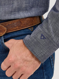 Wrangler Men's L/S Cody Johnson Sawtooth Pocket Western Snap Shirt in Navy (Available in Tall Sizes)