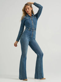 Wrangler x Lainey Wilson L/S Catsuit Flare in Rock Wash