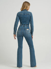 Wrangler x Lainey Wilson L/S Catsuit Flare in Rock Wash