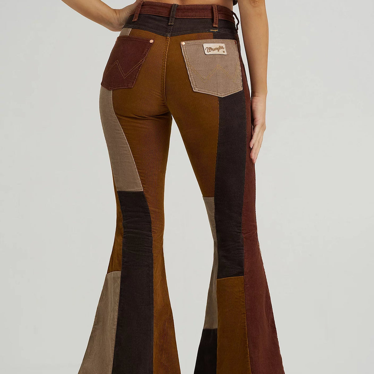 Wrangler x Lainey Wilson Patchwork Corduroy Bell Jean in Brown