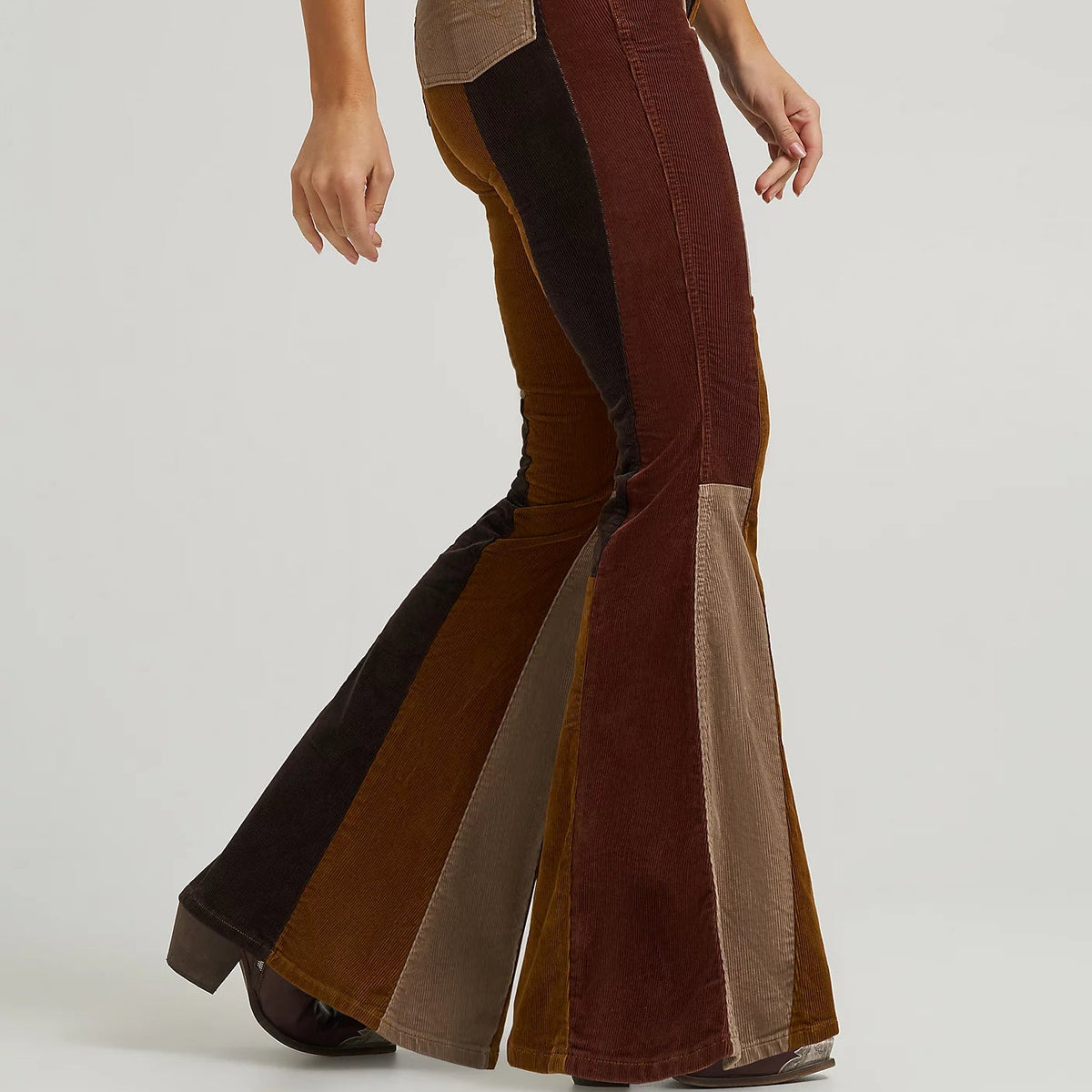 Wrangler x Lainey Wilson Patchwork Corduroy Bell Jean in Brown