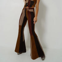 Wrangler x Lainey Wilson Patchwork Corduroy Bell Jean in Brown