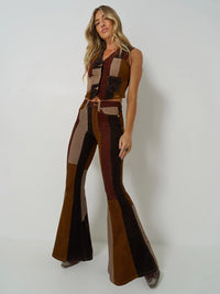 Wrangler x Lainey Wilson Patchwork Corduroy Bell Jean in Brown