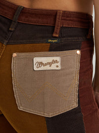 Wrangler x Lainey Wilson Patchwork Corduroy Bell Jean in Brown