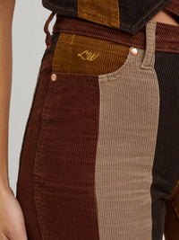 Wrangler x Lainey Wilson Patchwork Corduroy Bell Jean in Brown