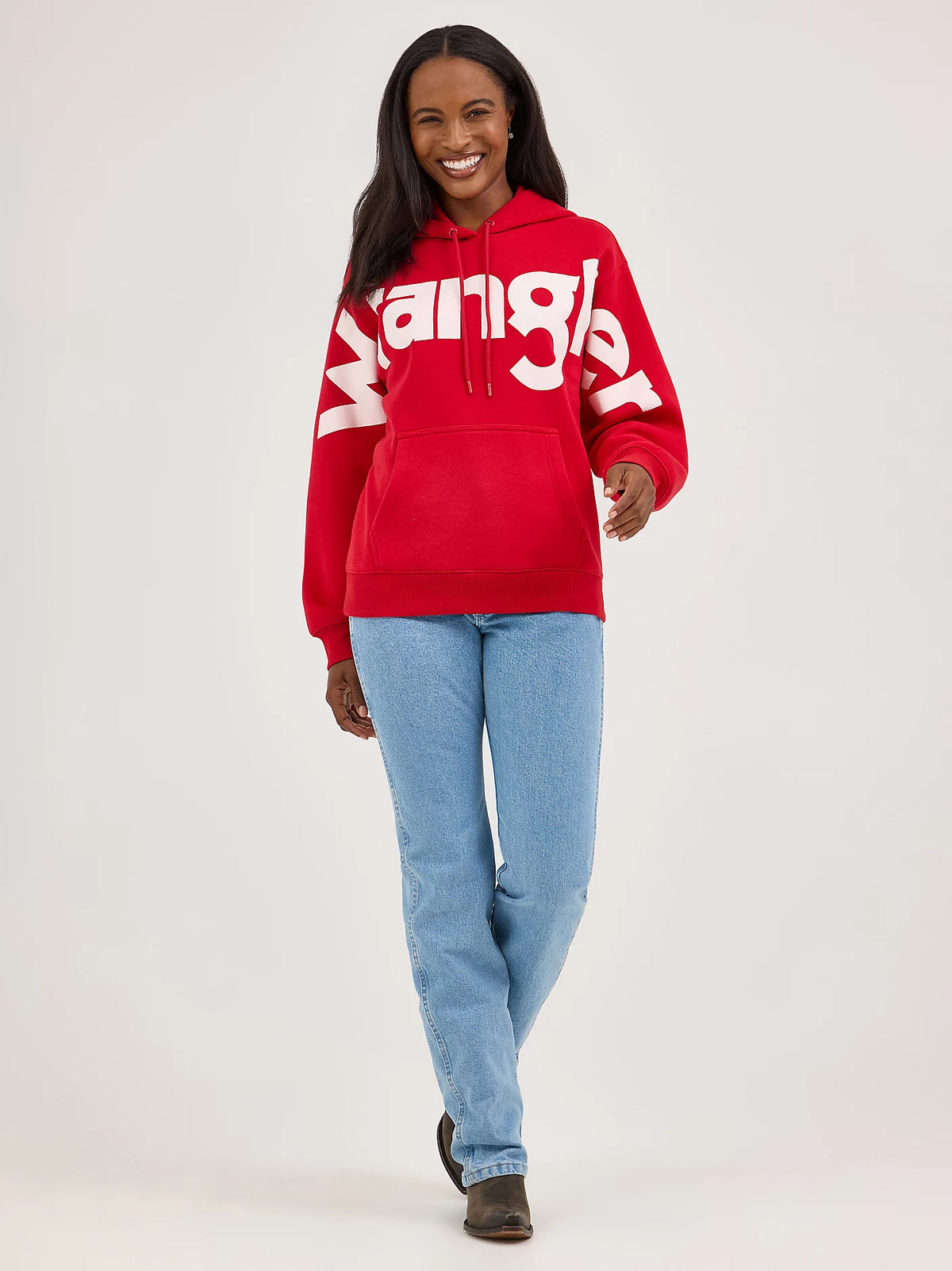 Wrangler Retro Women's Bold Logo Hoodie in Berry Red