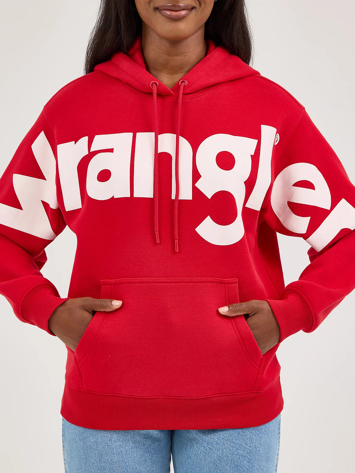 Wrangler Retro Women's Bold Logo Hoodie in Berry Red