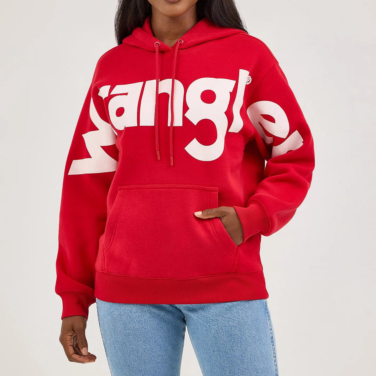 Wrangler Retro Women's Bold Logo Hoodie in Berry Red