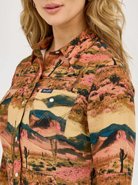 Wrangler Retro Women's L/S Desert Print Western Snap Shirt