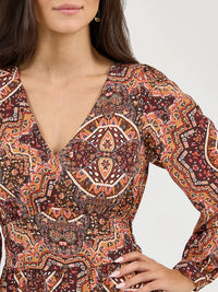 Wrangler Retro Women's L/S Ruffle Accent Maxi Dress in Brown