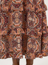 Wrangler Retro Women's L/S Ruffle Accent Maxi Dress in Brown