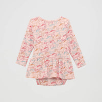 Wrangler Baby Girl's L/S Allover Horse Print Skirted Bodysuit in Pink