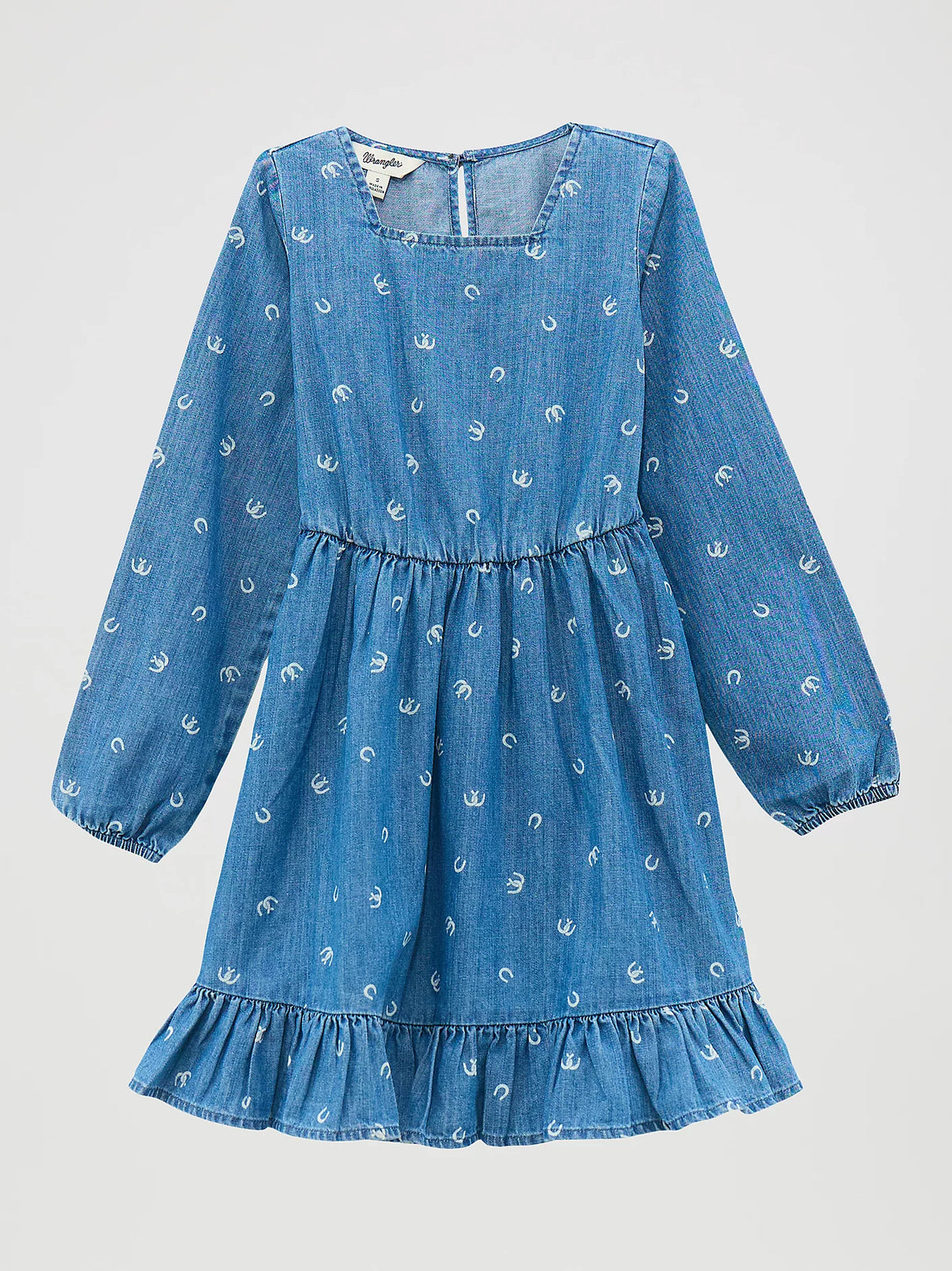 Wrangler Girl's L/S Ruffled Hem Denim Dress