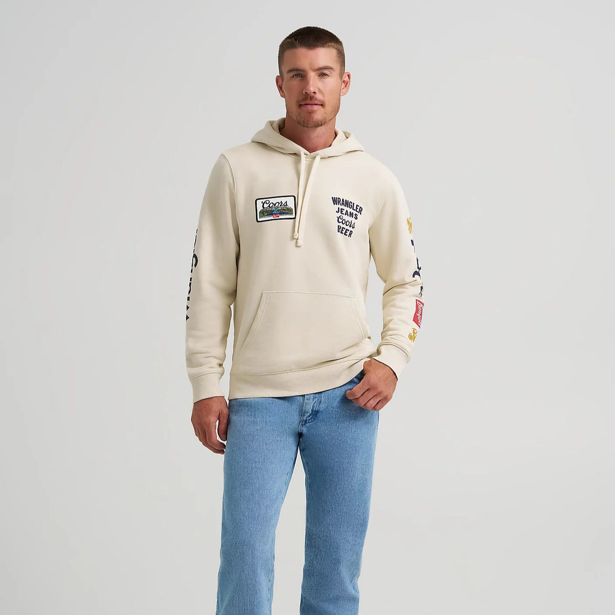 Wrangler x Coors Unisex Hoodie in Antique White