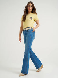 Wrangler Retro x Coors Women's Bailey High Rise Flare Jean in Golden Blue