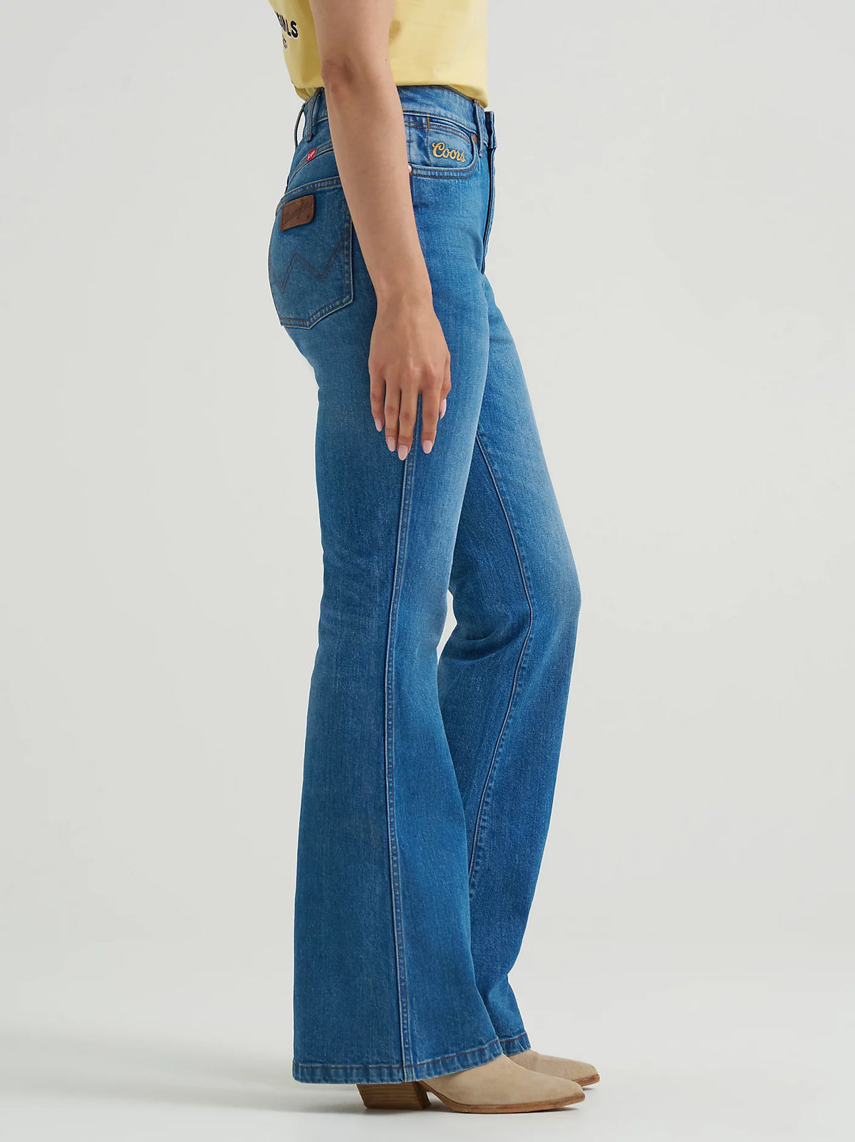 Wrangler Retro x Coors Women's Bailey High Rise Flare Jean in Golden Blue