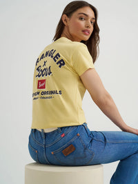 Wrangler Retro x Coors Women's Bailey High Rise Flare Jean in Golden Blue