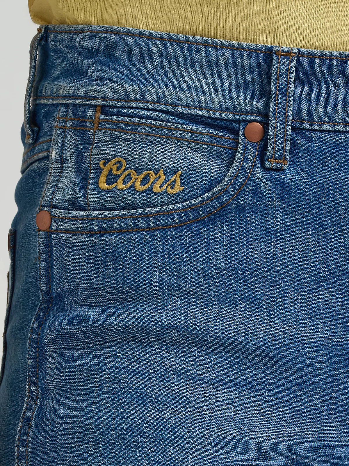 Wrangler Retro x Coors Women's Bailey High Rise Flare Jean in Golden Blue