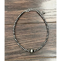 16" Silver Navajo Inspired Bead Necklace