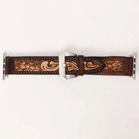 American Darling Two-Toned Floral Sunflower Tooled Leather iWatch Band