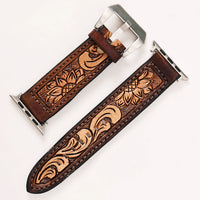 American Darling Two-Toned Floral Sunflower Tooled Leather iWatch Band