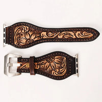 American Darling Two-Toned Floral Sunflower Tooled Tapered Leather iWatch Band