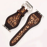 American Darling Two-Toned Floral Sunflower Tooled Tapered Leather iWatch Band