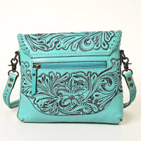 American Darling Leather Floral Tooled Crossbody Bag in Turquoise