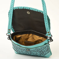American Darling Leather Floral Tooled Crossbody Bag in Turquoise