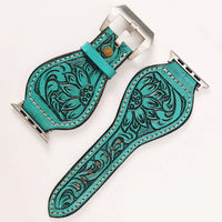 American Darling Turquoise Floral Sunflower Tooled Tapered Leather iWatch Band