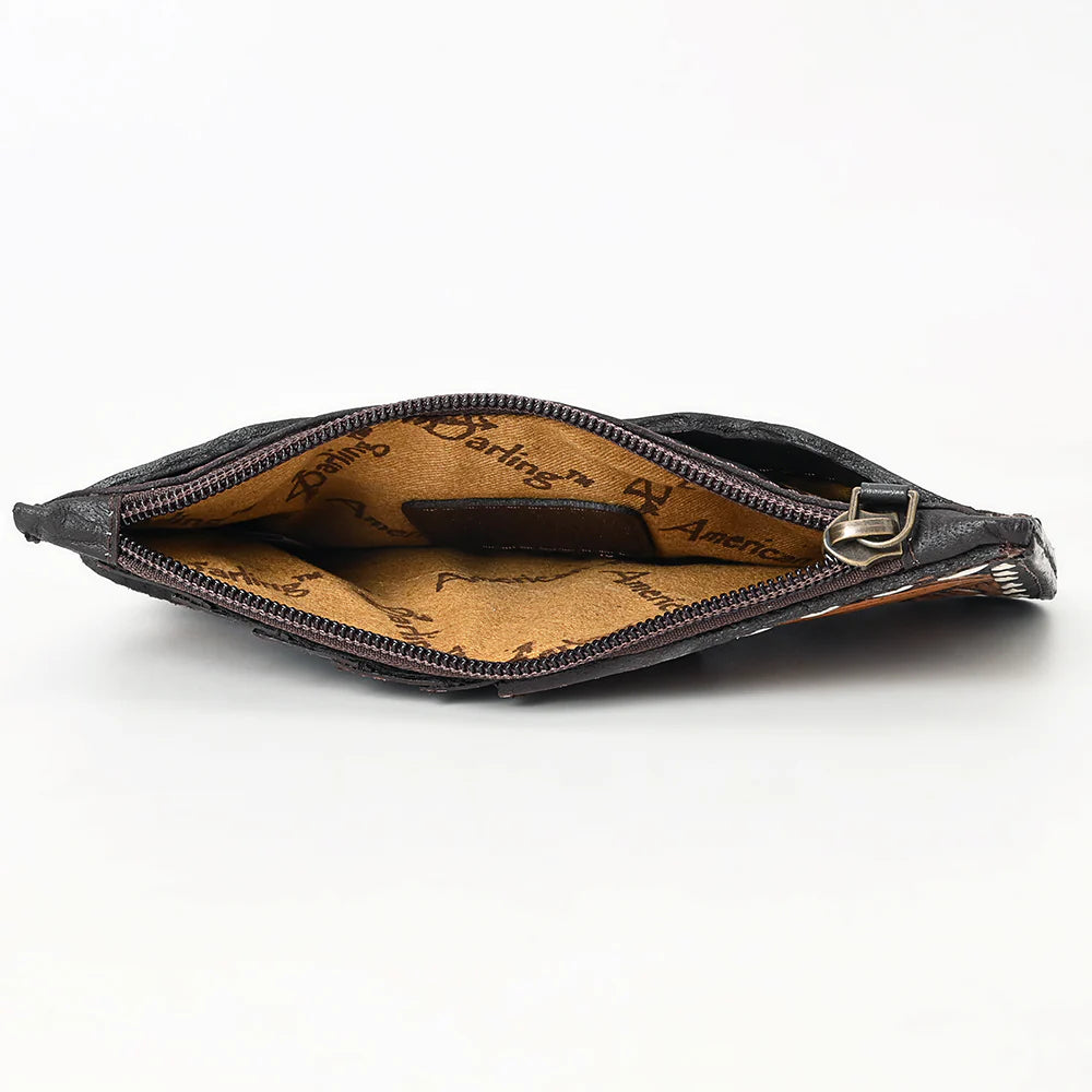 American Darling Buckstitched Floral Tooled Leather Card Wallet