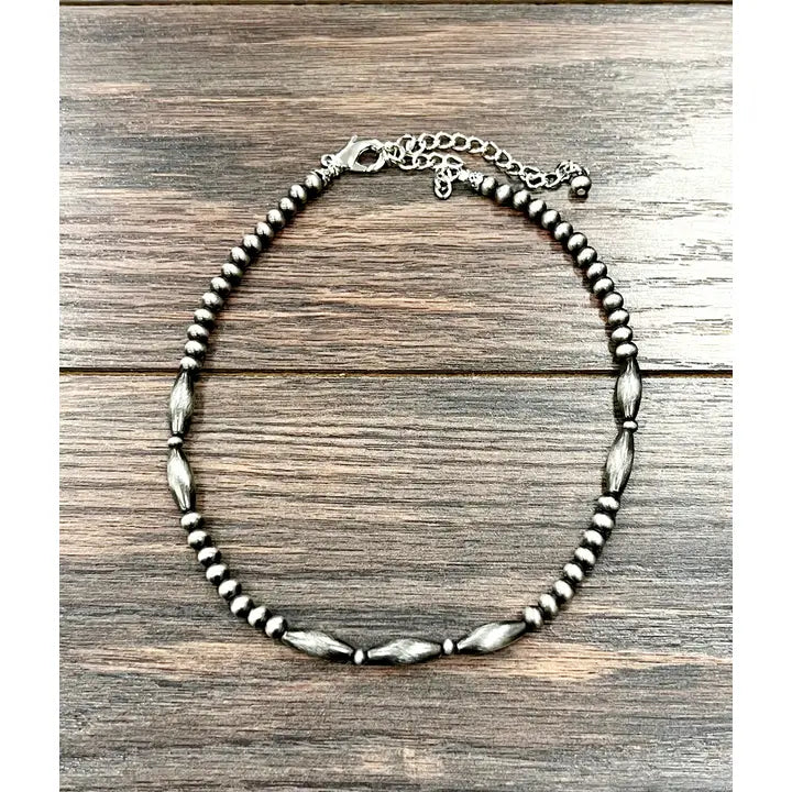 15" Handmade Elongated Navajo Inspired Beaded Necklace