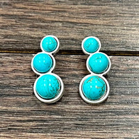 1.4" Round Graduated Turquoise Stone Post Earrings
