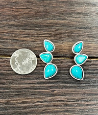 1 3/8" Western Turquoise Stone Drop Stud Earring