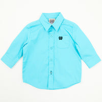 Cinch Baby & Toddler Boy's L/S Solid Turquoise Button Down Shirt