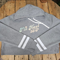 Tin Haul Women's Cropped Logo Hoodie in Heather Grey