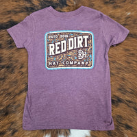 Red Dirt Hat Co. Youth "Tooled Leather" Graphic Tee in Burgundy