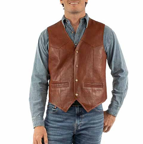 Scully Men's Leather Vest in Rust
