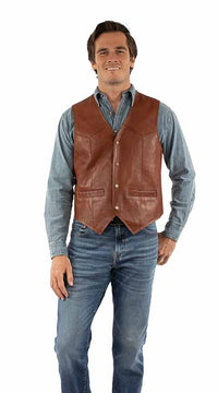 Scully Men's Leather Vest in Rust
