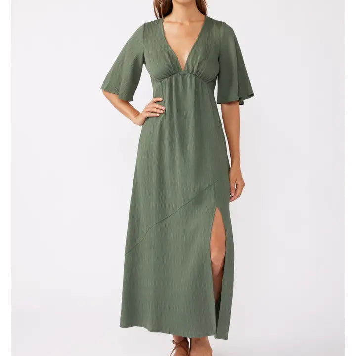 Women's Empire Waist Maxi Dress in Olive