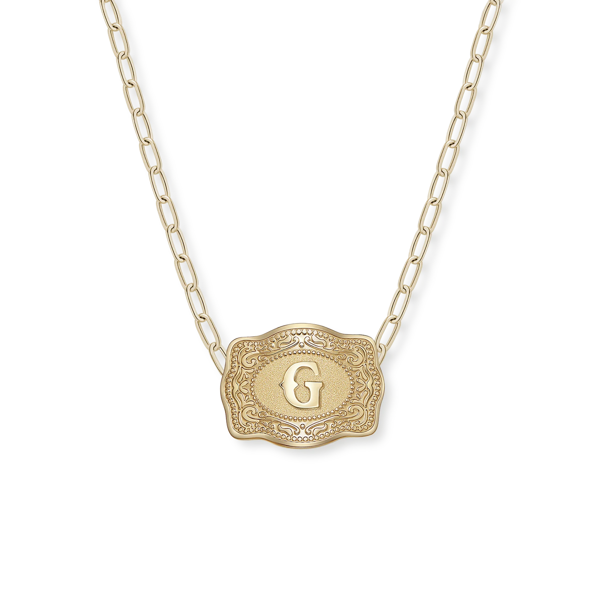 Spurwest Mini Belt Buckle Initial Necklace in Gold