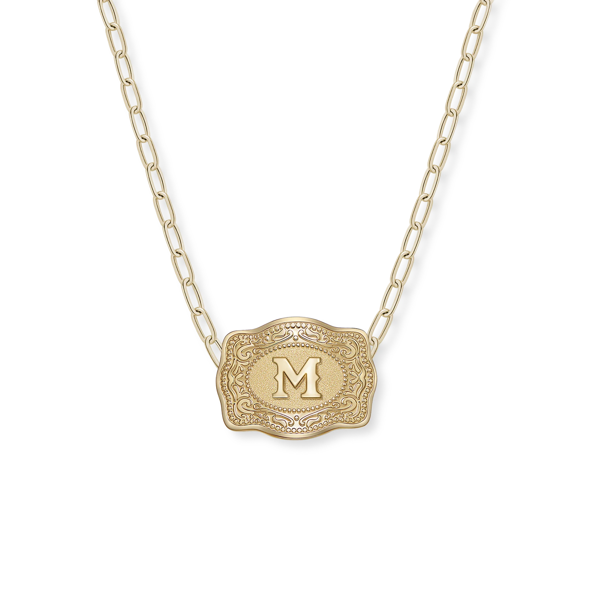 Spurwest Mini Belt Buckle Initial Necklace in Gold